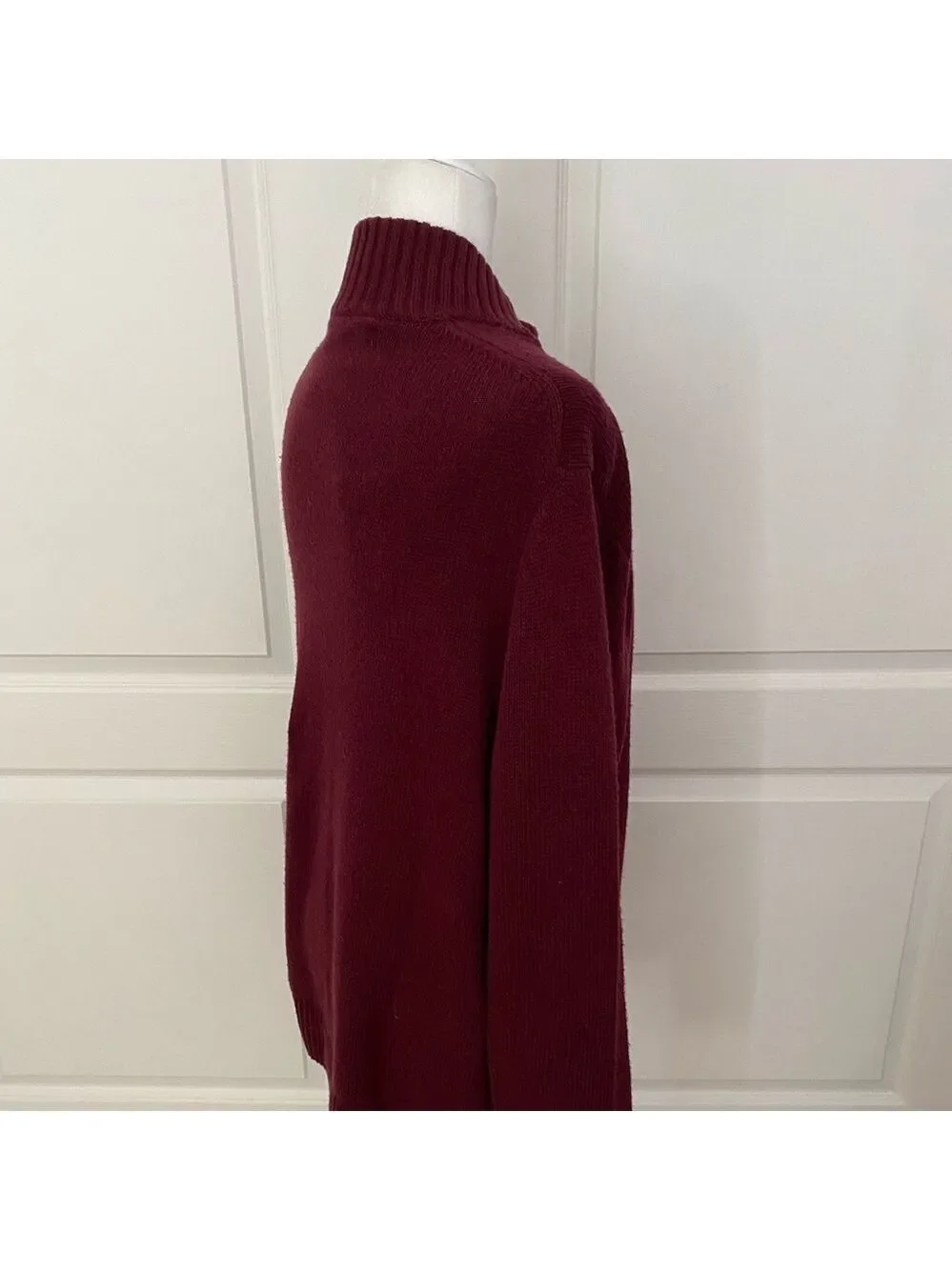 Sonoma Half-Zip Mock Neck Sweater | Burgundy Knit | Size Large - Picture 6 of 11